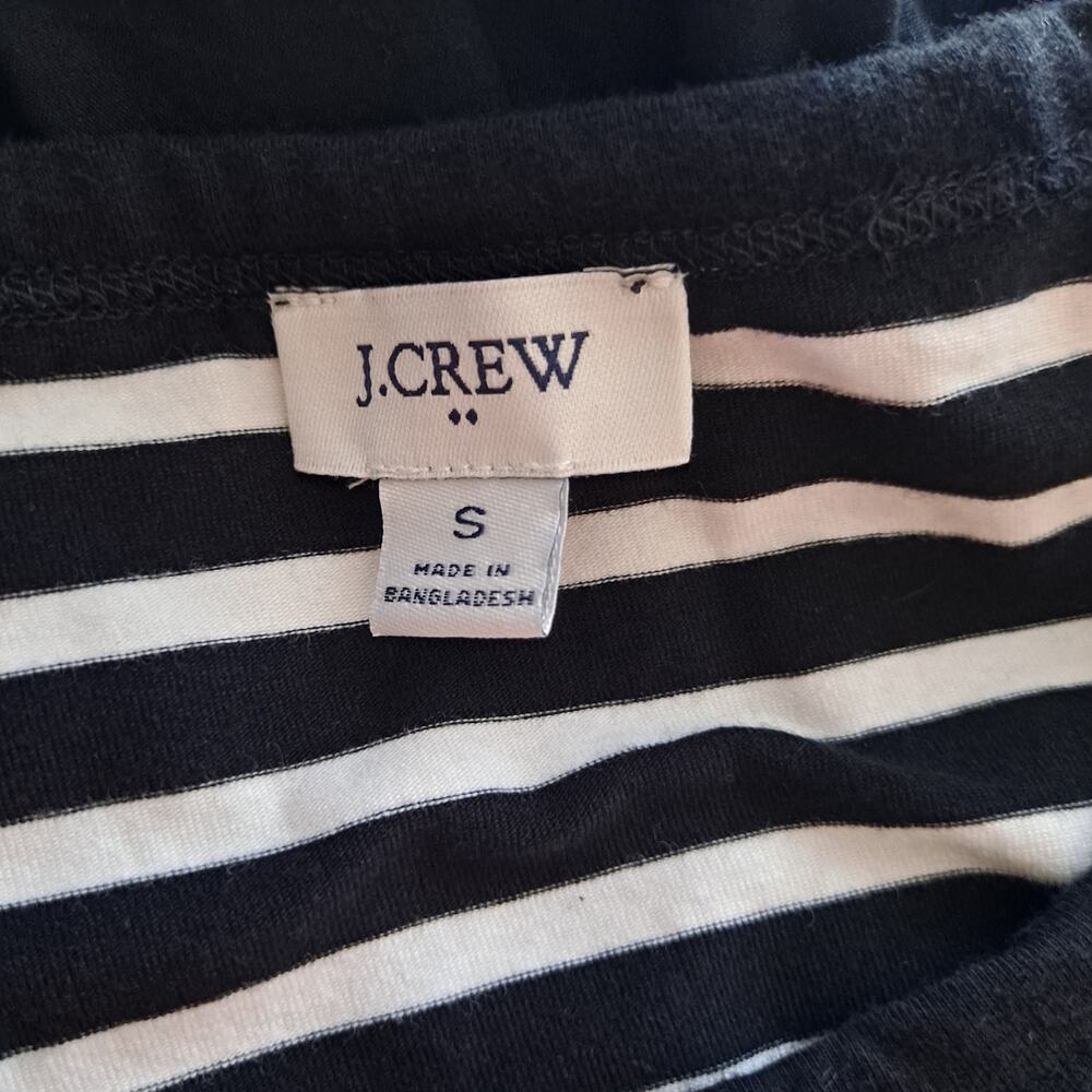 J. Crew Striped Knit Mixy Dress Short Sleeve Midi Black Ivory Womens Size Small - Picture 9 of 12